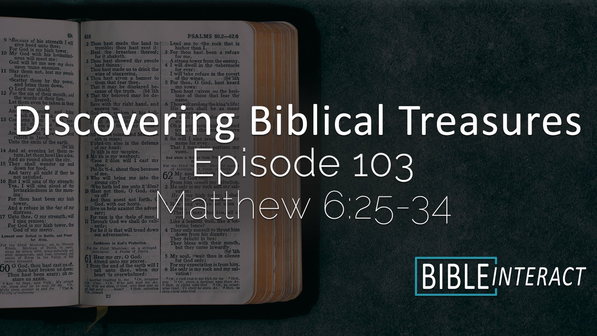 Discovering Biblical Treasures Episode 103: Matthew 6:25-34